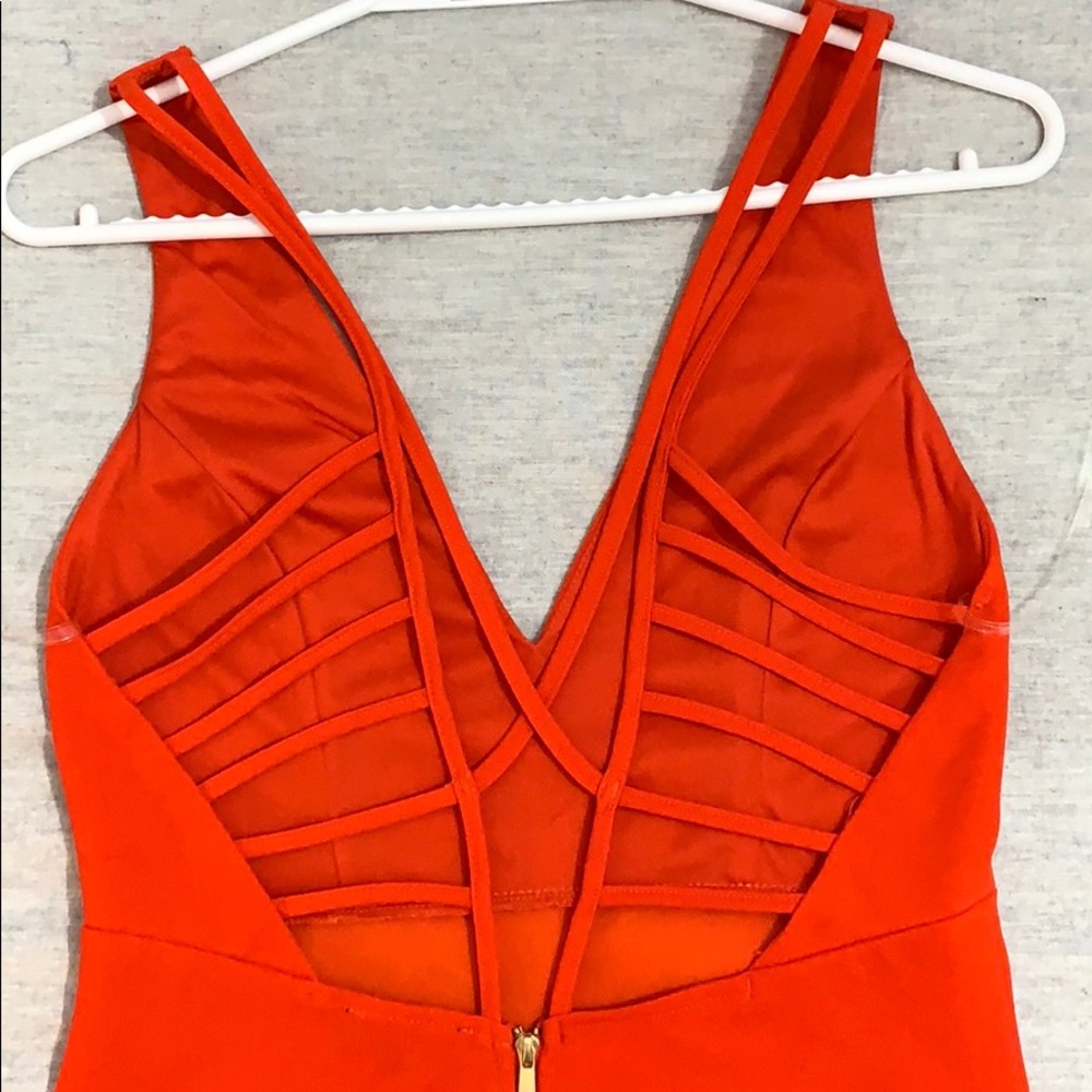Fashion Nova Red V Neck Strappy Back Midi Dress - Picture 3 of 5